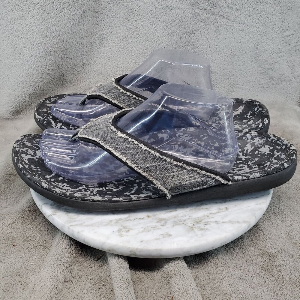 Spenco Shoes Mens Size 13 Yumi Gray Canvas Slip On Thong Sandals Flip Flops